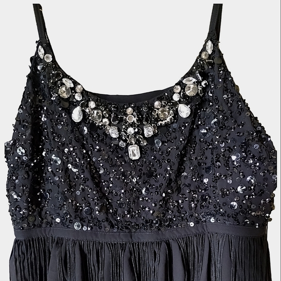 NWT Boston proper size 8 black sequin and Fringe flapper dress - Picture 3 of 8